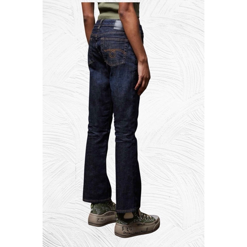 R13 Kick Fit Avery Indigo Jean Crop 25 Dark Wash Mid Rise Straight